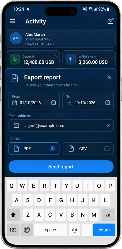 MobCash — Report export